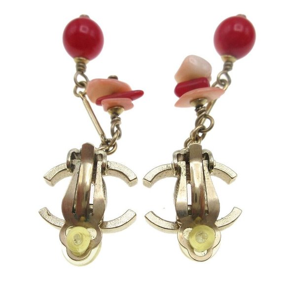 Chanel Dangle Earrings Clip-On Red - Picture 2 of 4
